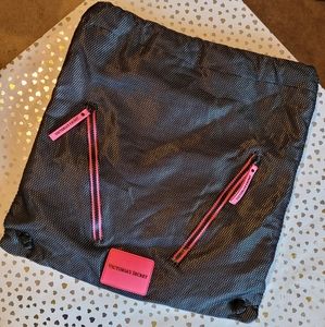 metallic gray with pink drawstring VS bag V035